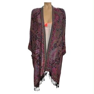 Ellemenno Multicolor Paisley Kimono with Fringe Size O/S